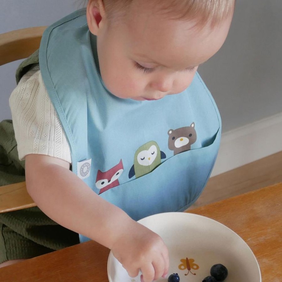 Maltid MEALTIME | Eat Dusty Blue Friends Bib In Organic Cotton