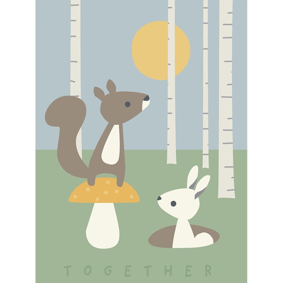 Bornevaerelse KIDS ROOM | Poster With Squirrel And Rabbit In The Woods