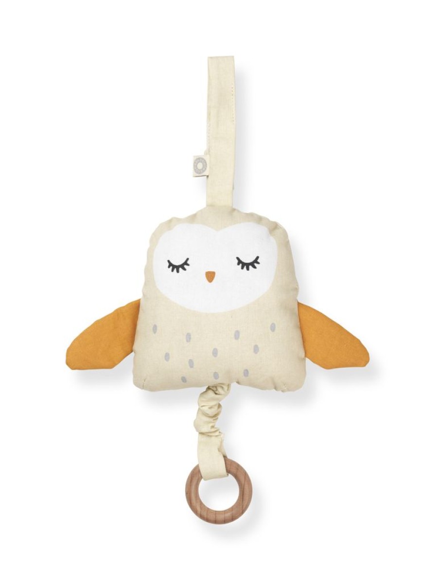 Bornevaerelse GIFTS | Ugla Cream Owl Musical Pull Toy In Organic Cotton