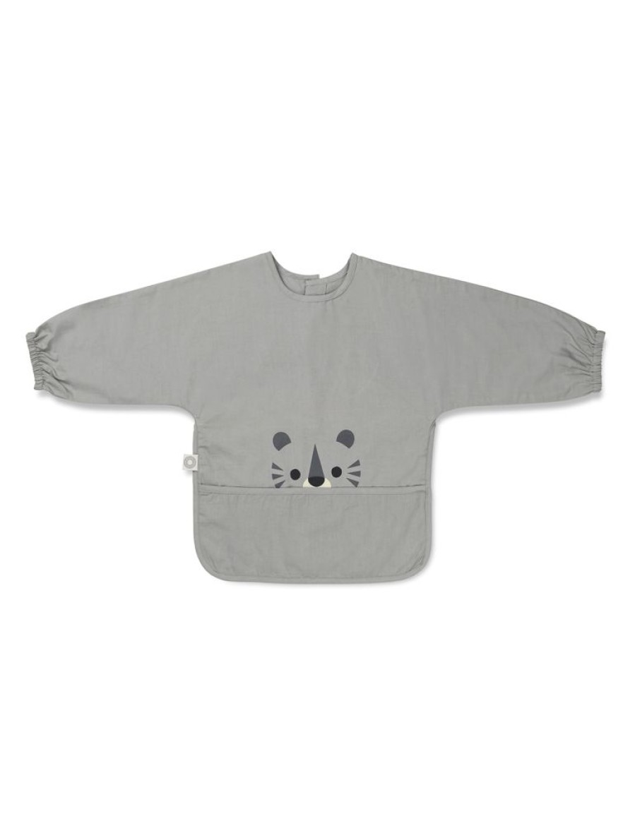 Maltid MEALTIME | Bite Grey Sleeved Bib In Organic Cotton