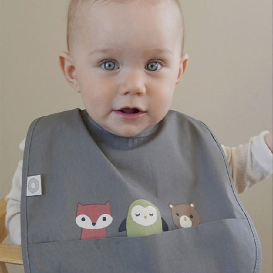 Maltid MEALTIME | Eat Dark Grey Friends Bib In Organic Cotton