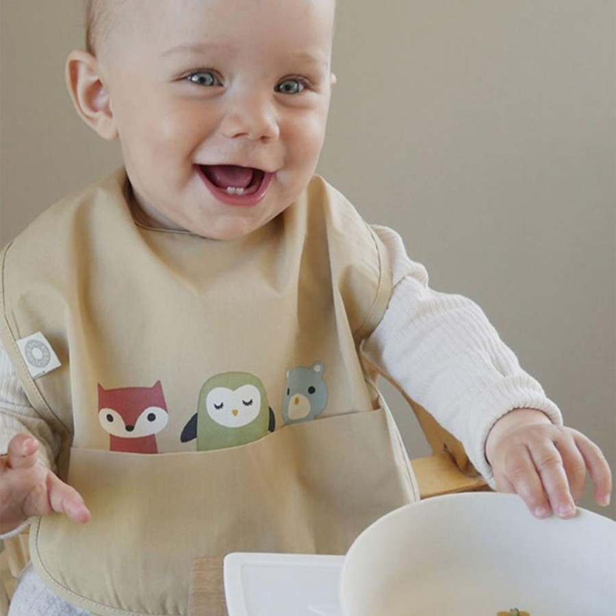 Maltid MEALTIME | Eat Khaki Friends Bib In Organic Cotton