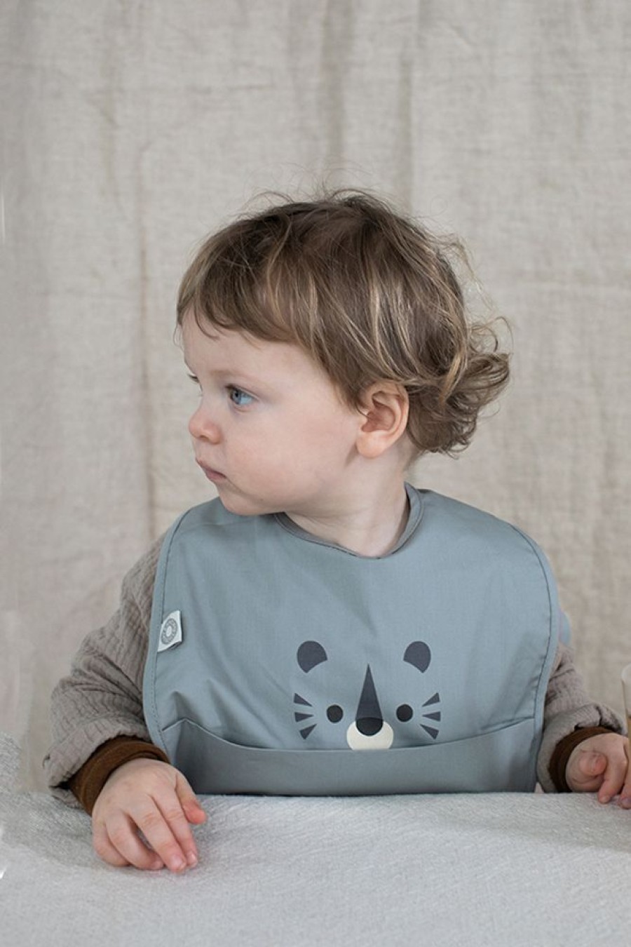 Maltid MEALTIME | Eat Grey Tiger Organic Cotton Bib