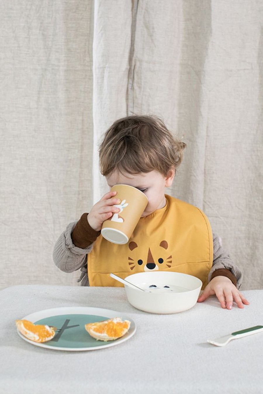 Maltid MEALTIME | Eat Yellow Tiger Organic Cotton Bib